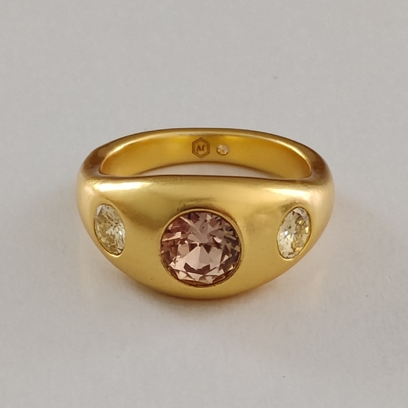 NWOT Julie Vos Elegant Gold Ring with Pink and Yellow Stones - Picture 3 of 8